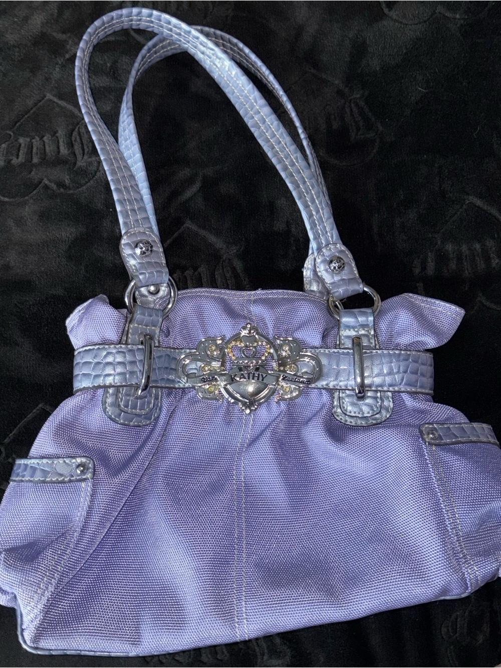Lavender Shoulder Tote with Decorative Silver Accent